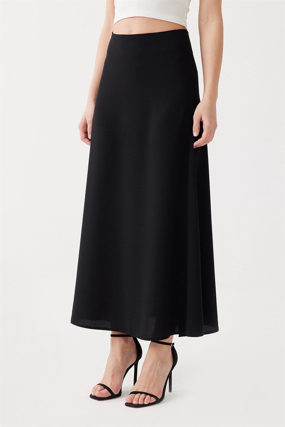 Black A-Line Crepe Skirt