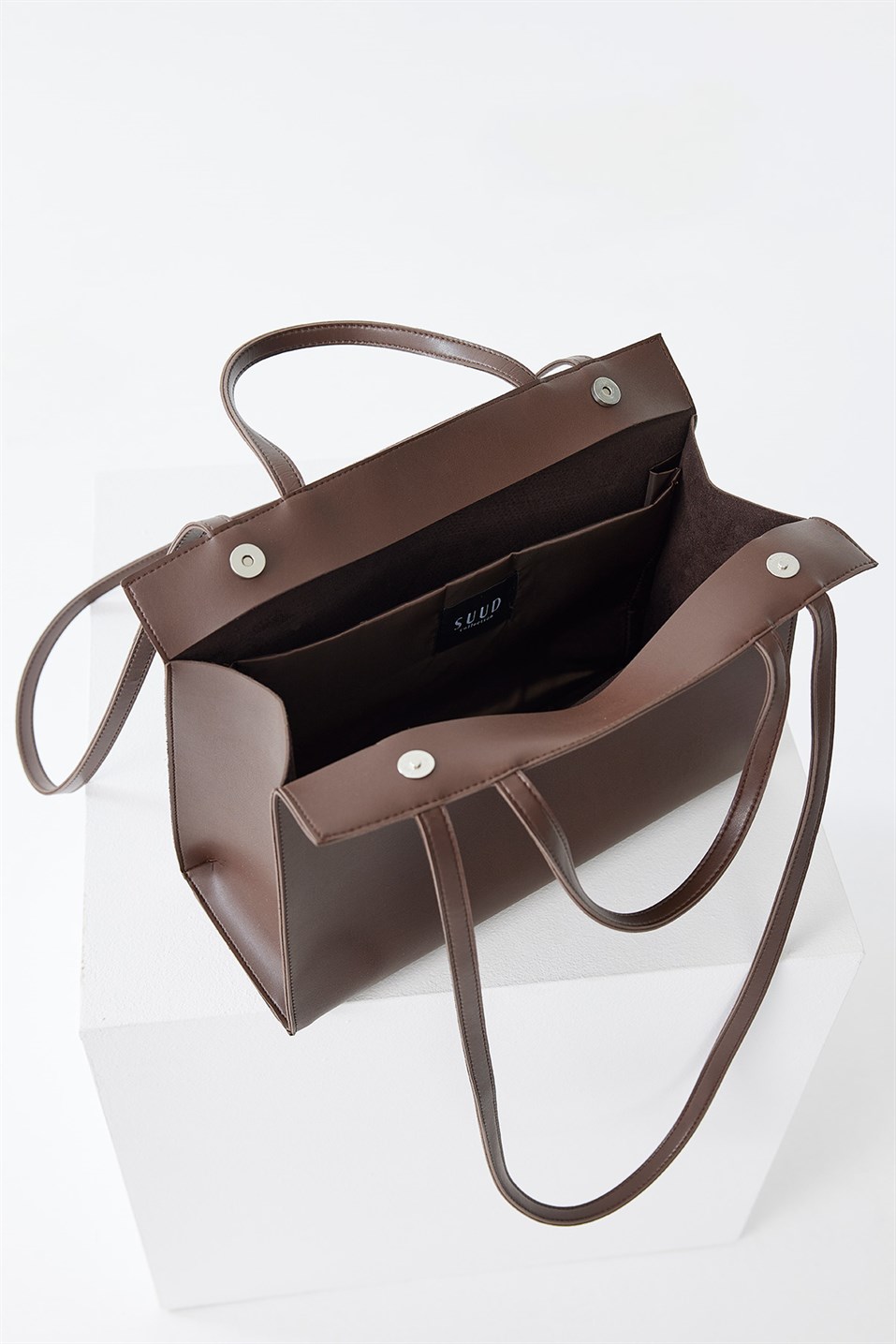Dark Brown Double Strap Shopper Bag
