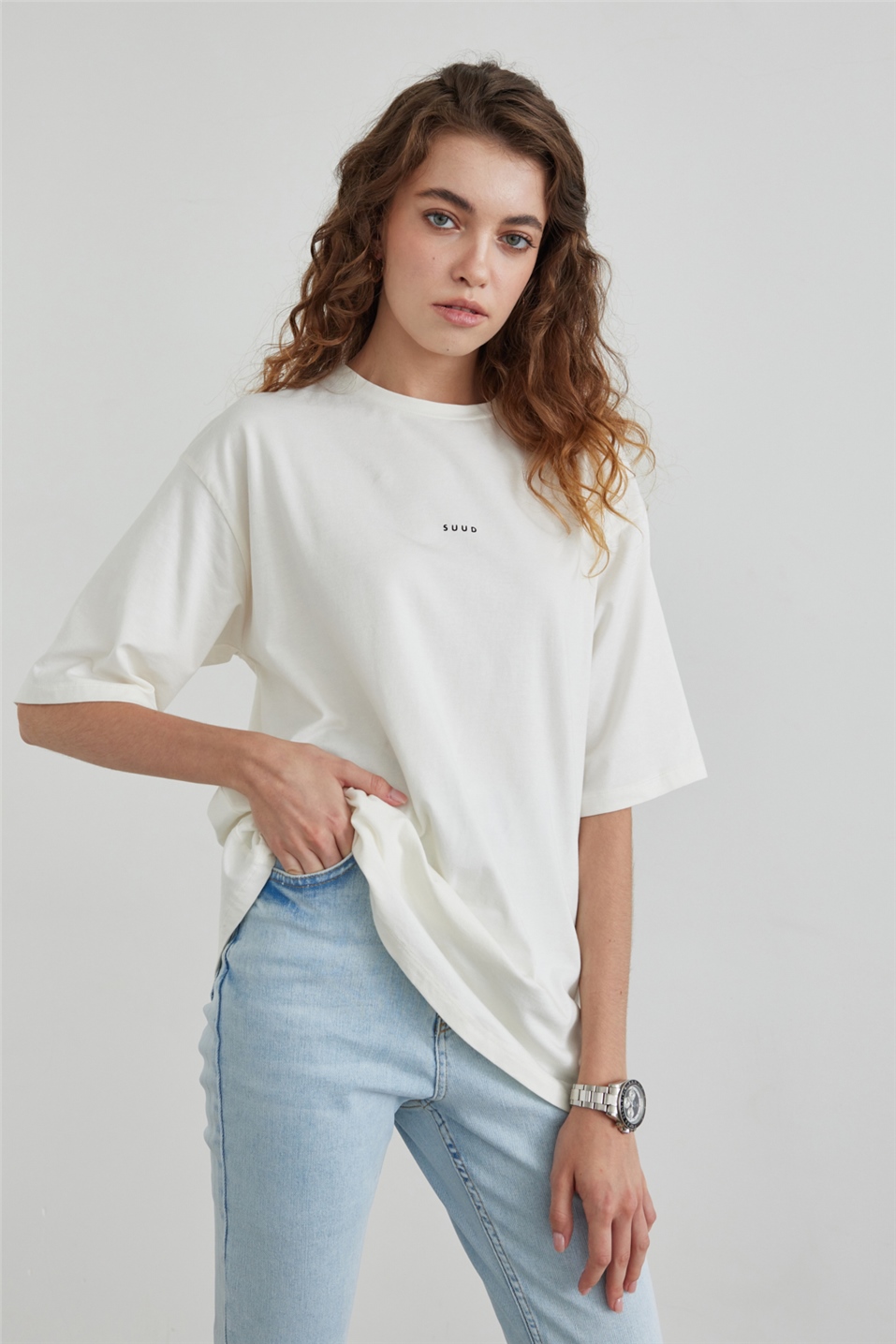 Ecru Suud Printed Short Sleeve T-Shirt
