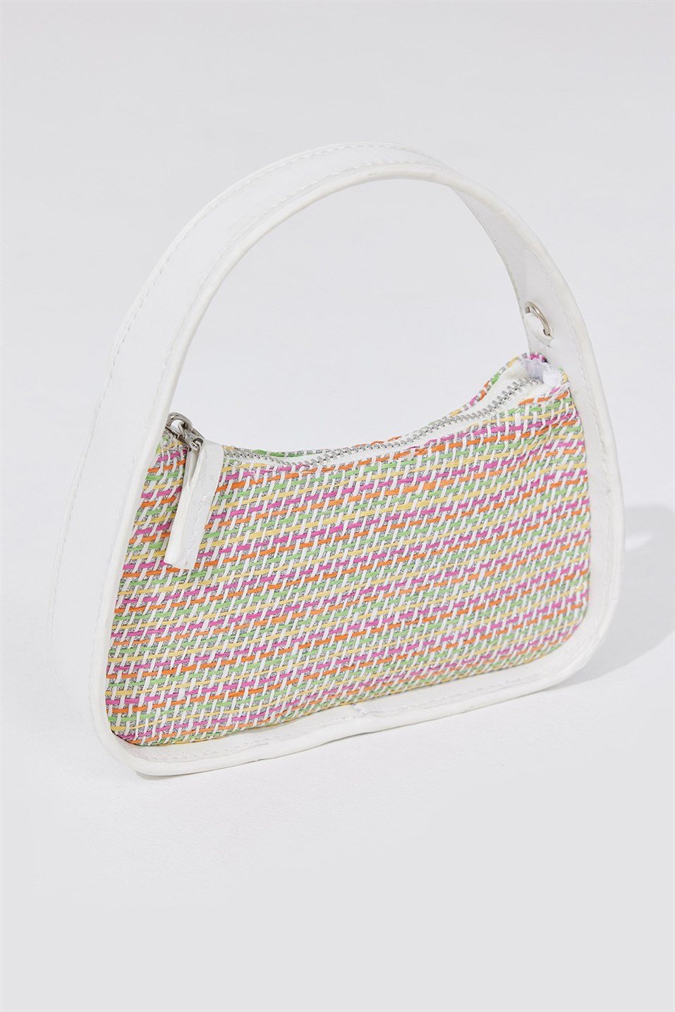 Colorful Wicker Detailed Mini Moon Bag