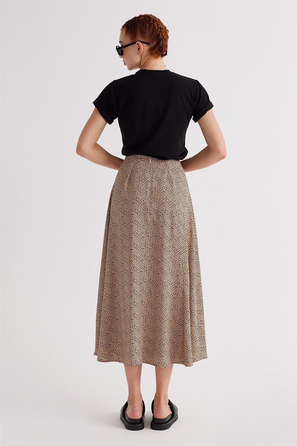 Leopard Pattern Viscose Skirt