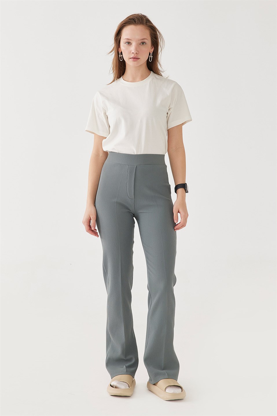 Green Ottoman Flare Trousers