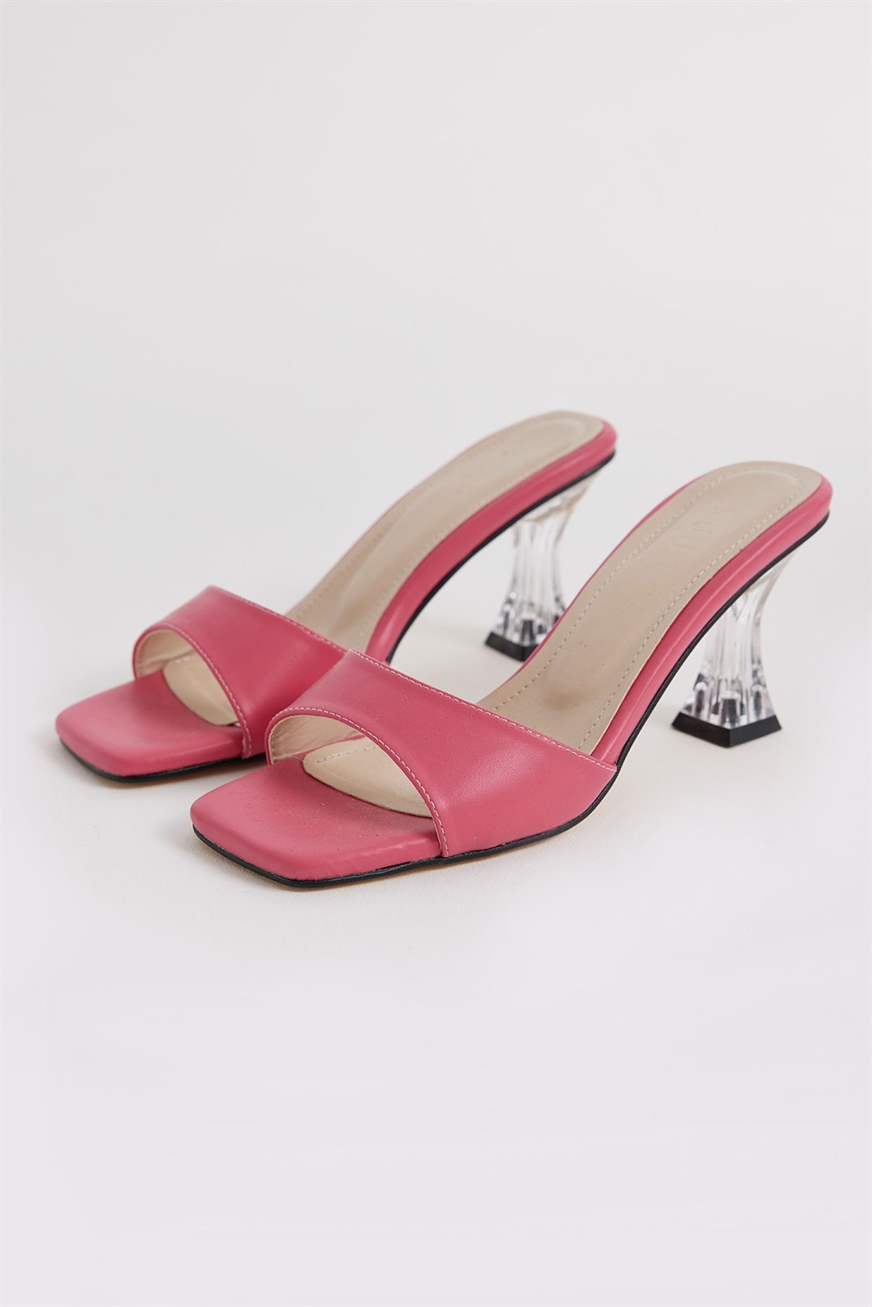 Pink Oval Banded Heels Sandals