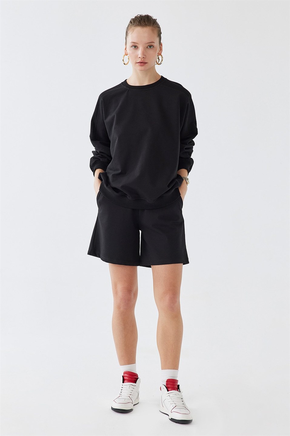 Black Oversize Cotton Sweatshirt