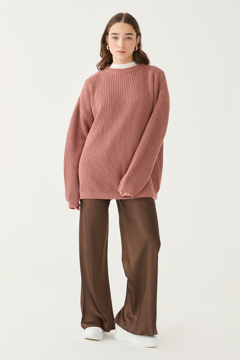 Gold Rose Oversize Knitwear Sweatshirt