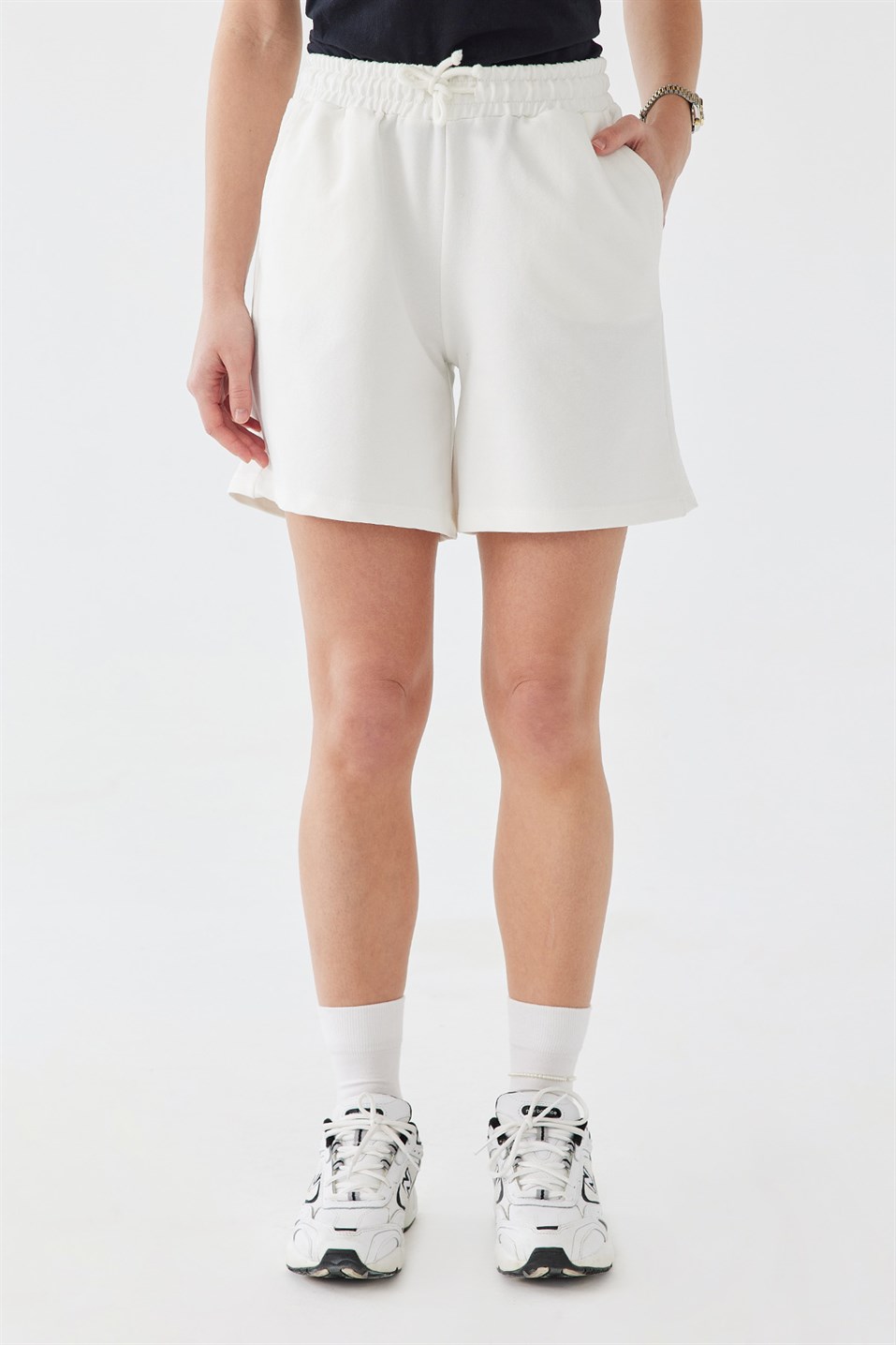 Ecru Cotton Shorts