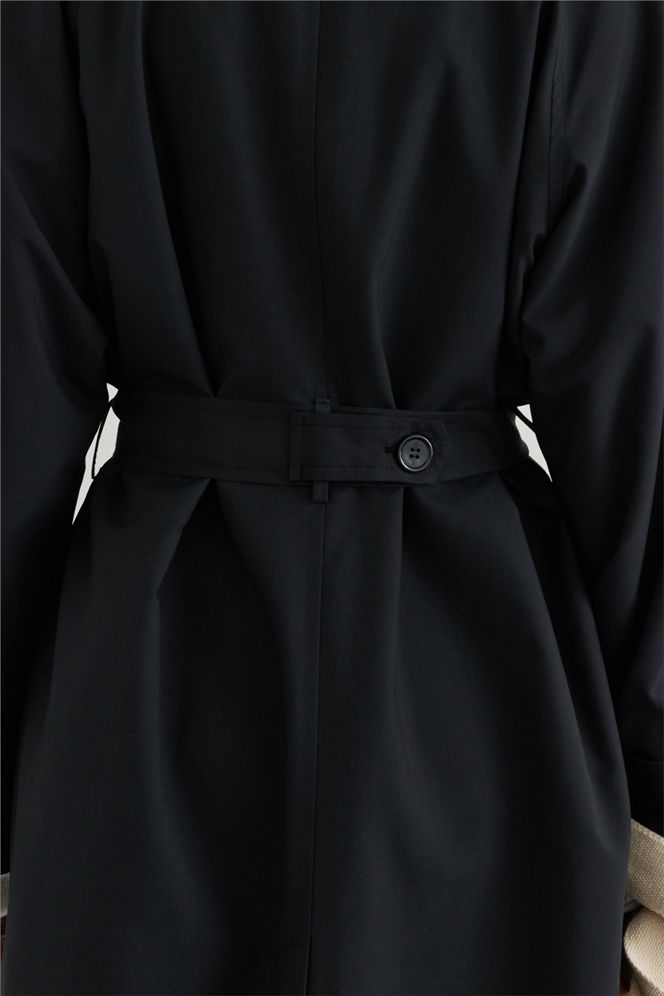 Black Cotton-Blend Trench Coat with Belt