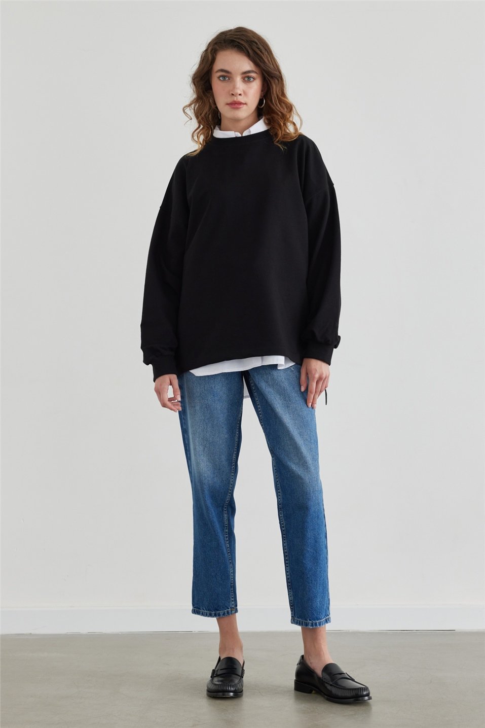 Black Stopper Detailed Sweatshirt