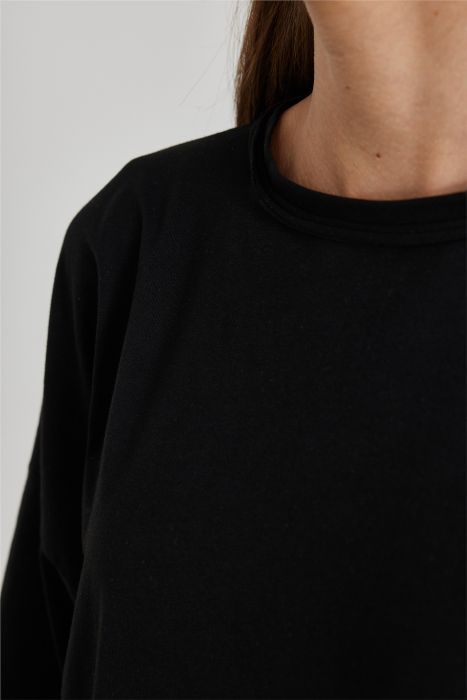 Siyah Uzun Kollu Oversize Tişört
