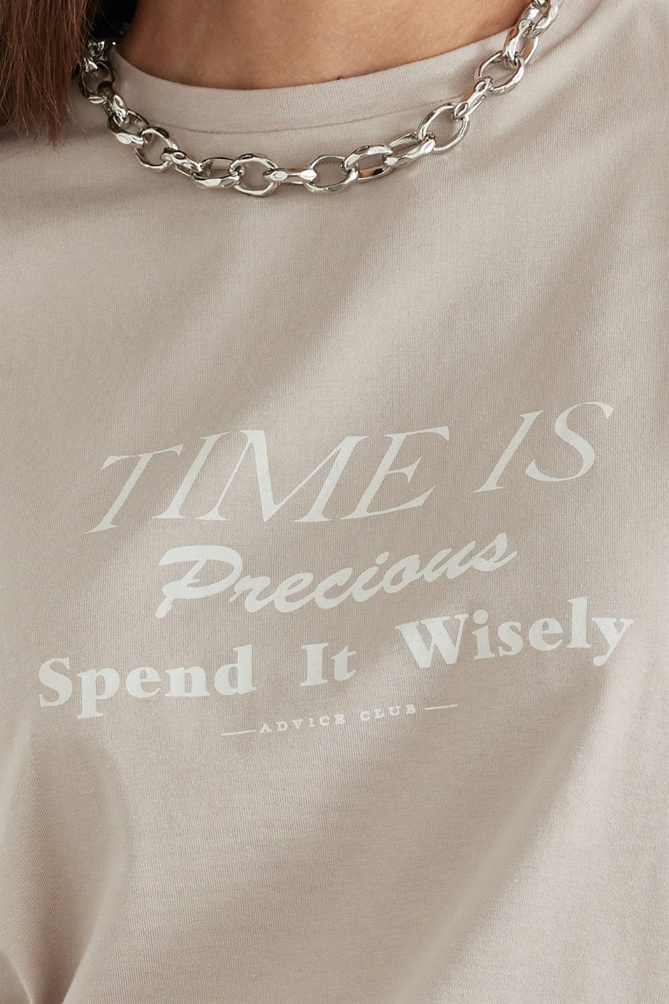 Stone Time Is Printed Short Sleeve T-Shirt