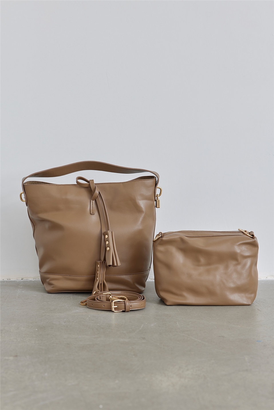 Mink Leather Tote Bag Set